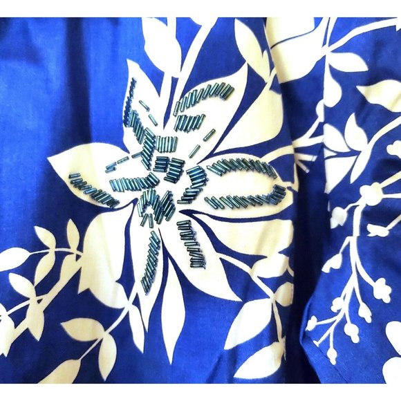 SUSAN GRAVER WOMENS LINED FLORAL BLUE WHITE ZIP BLAZER GLASS EMBROIDERY XL NWOT - Picture 3 of 8